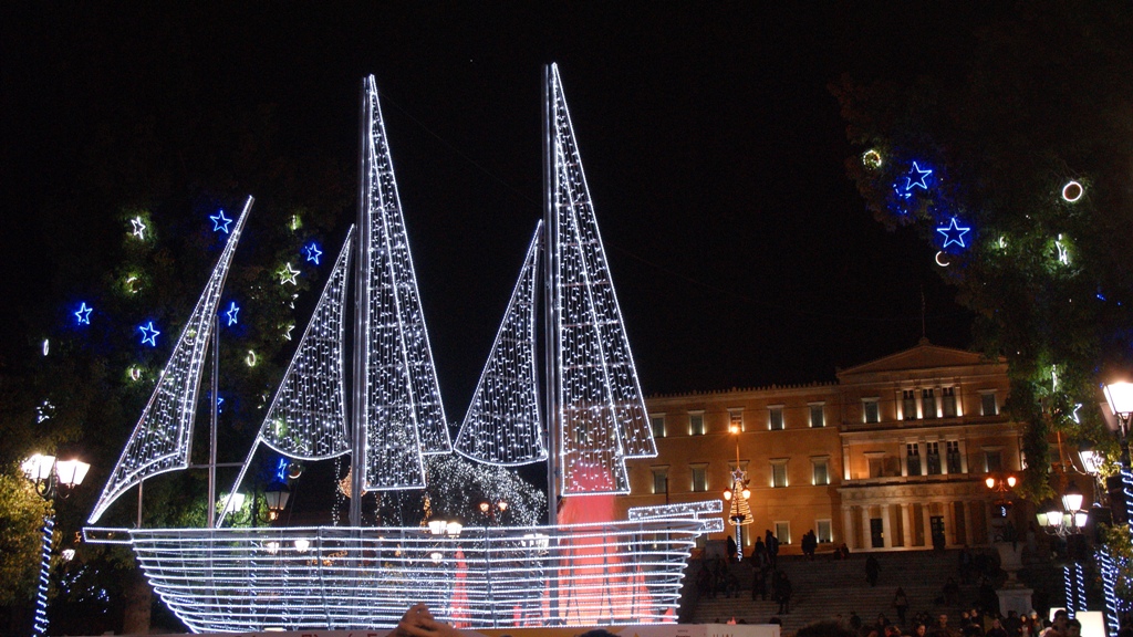 Christmas boat in Greece